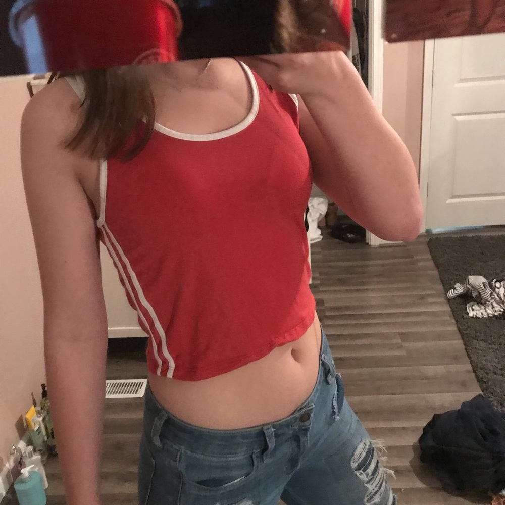a coral crop top